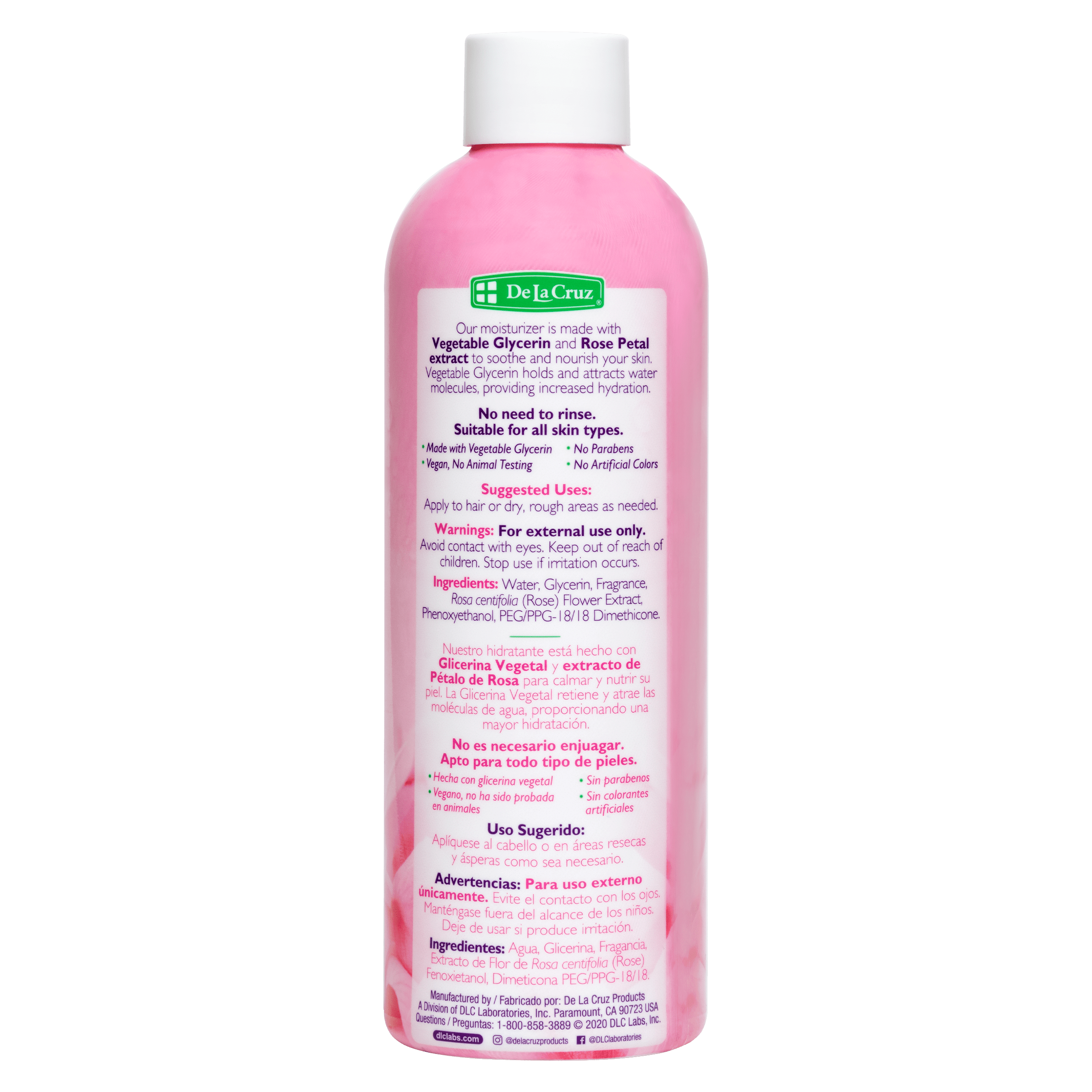 De la Cruz® Glicerina y Agua de Rosas Humectante para Piel y Cabello 8 FL. OZ. (236 ml)