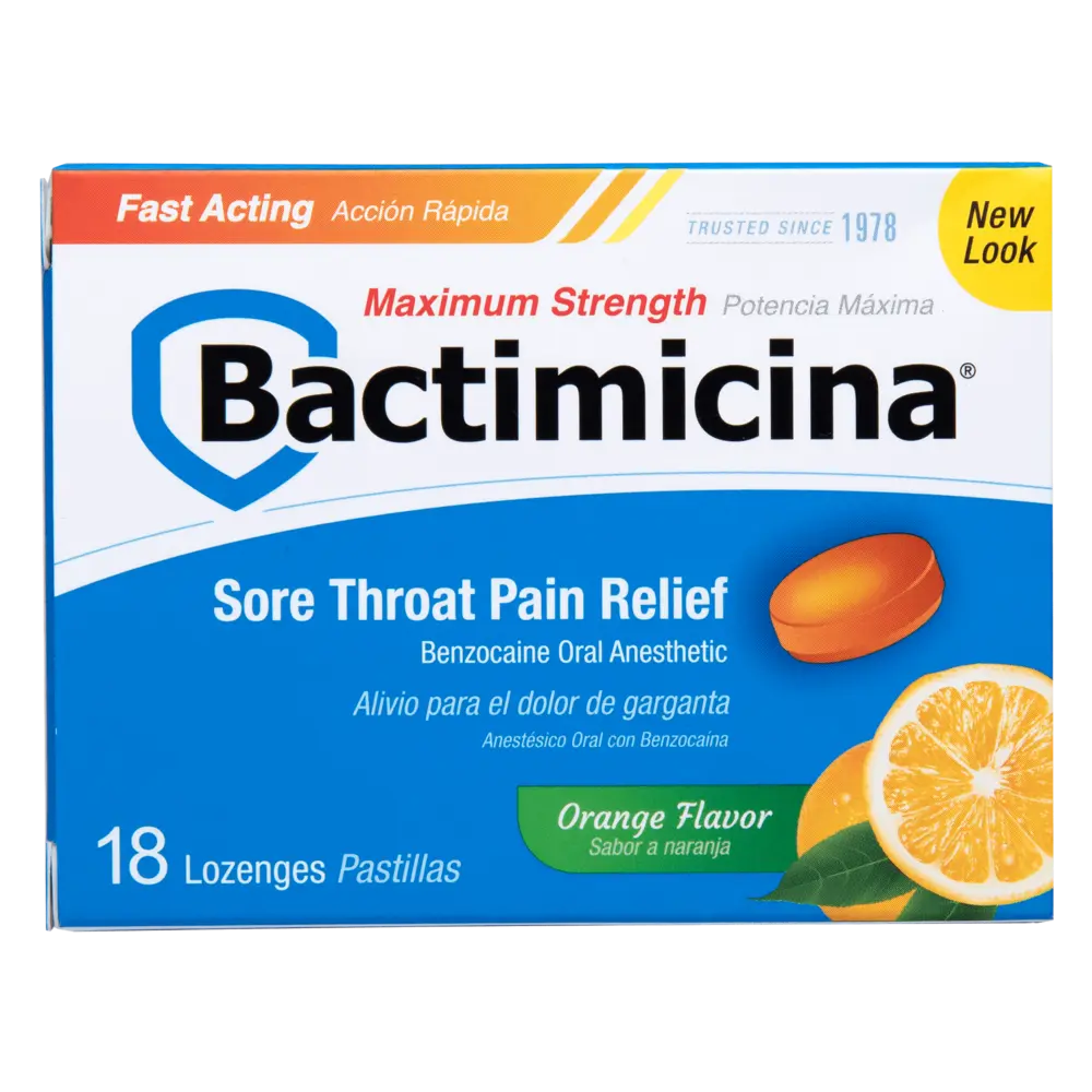 Bactimicina® Pastillas para el Alivio del Dolor de Garganta Máxima Fuerza 18 u.