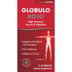 Globulo Rojo® Suplemento dietético con hierro de alta potencia y vitaminas B, 60 comprimidos