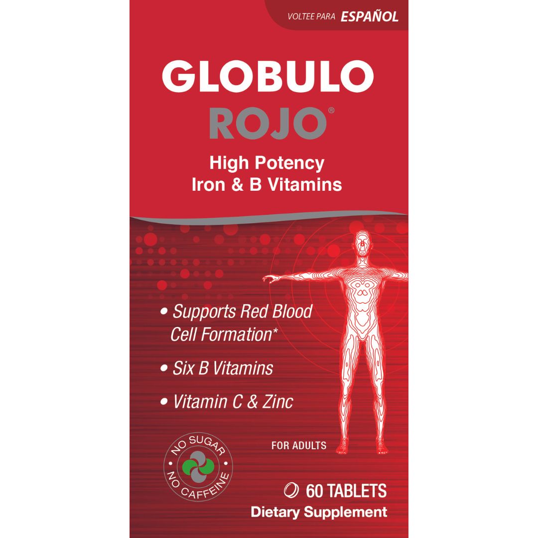 Globulo Rojo® Suplemento dietético con hierro de alta potencia y vitaminas B, 60 comprimidos