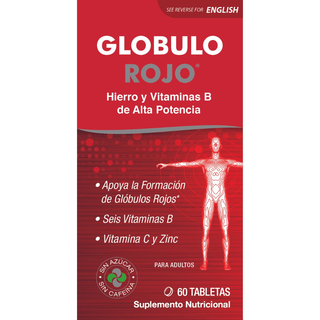 Globulo Rojo® Suplemento dietético con hierro de alta potencia y vitaminas B, 60 comprimidos