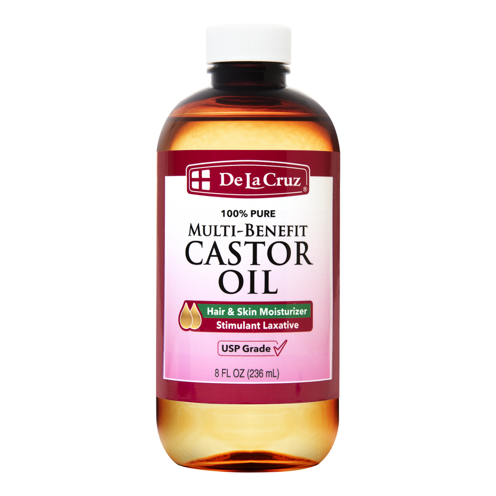 Aceite de ricino 100% puro prensado por expulsor De La Cruz®, grado USP 8 FL. OZ. (236 mL)