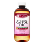 Aceite de ricino 100% puro prensado por expulsor De La Cruz®, grado USP 8 FL. OZ. (236 mL)