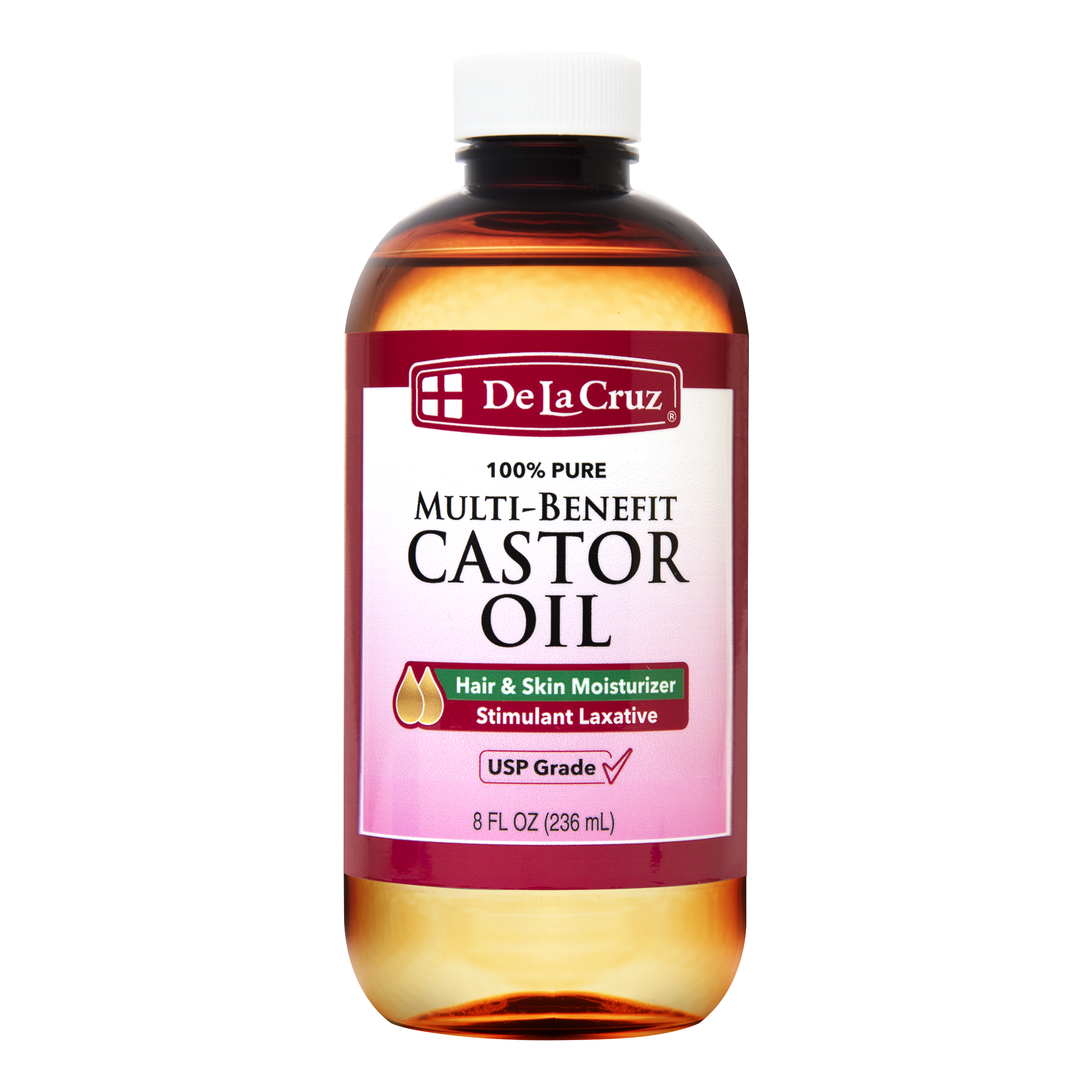 De La Cruz® 100% Pure Expeller-Pressed Castor Oil, USP Grade 8 FL. OZ. (236 mL)