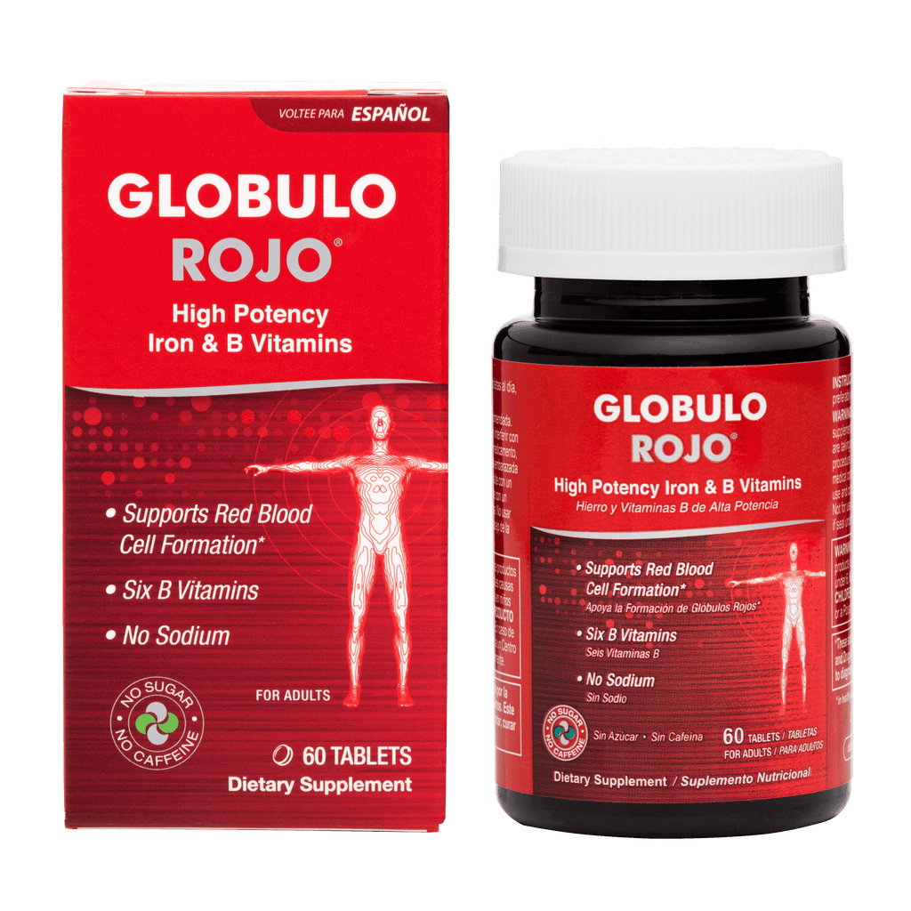 Globulo Rojo® Suplemento dietético con hierro de alta potencia y vitaminas B, 60 comprimidos