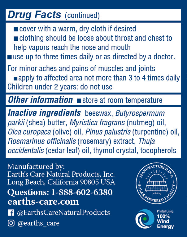 Earth's Care® Bálsamo pectoral 2 OZ (56.7 g)