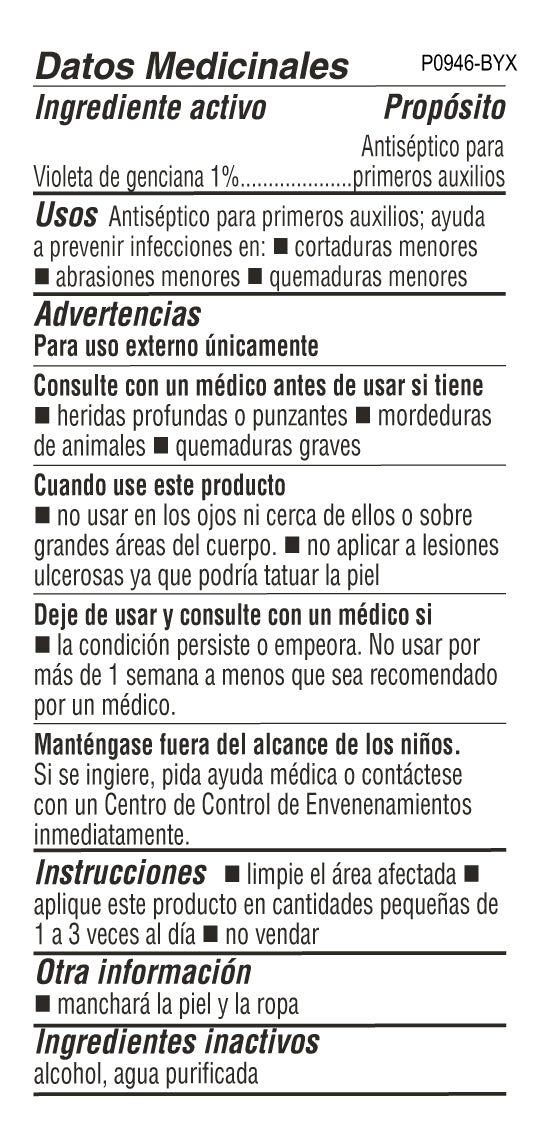 De La Cruz® Antiséptico para Primeros Auxilios Violeta de Genciana al 1% 1 FL. OZ. (30 mL)