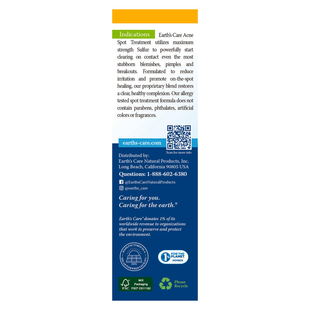 Earth's Care® Tratamiento Tópico para el Acné 10% Azufre 0.97 OZ (27g)