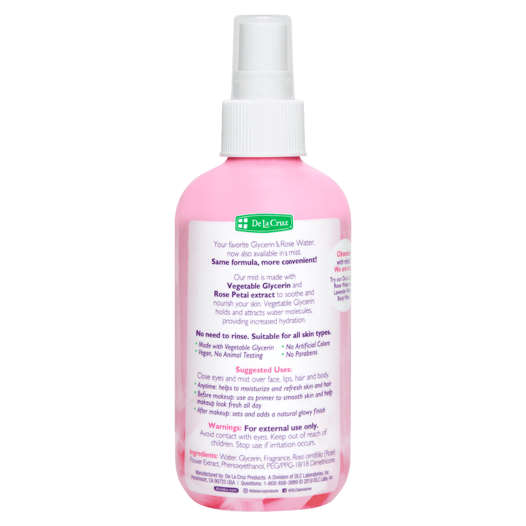 De la Cruz® Bruma Hidratante para Piel y Cabello Glicerina y Agua de Rosas 8 FL. OZ. (236 mL)