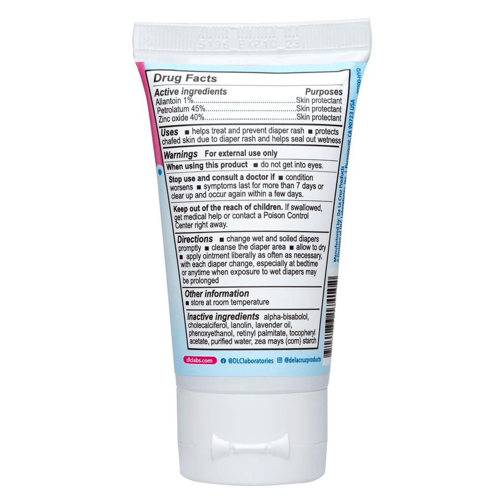 Pomada para la dermatitis del pañal para bebés De La Cruz® con la máxima concentración de 40% de óxido de zinc 3.4 oz. (96 g)