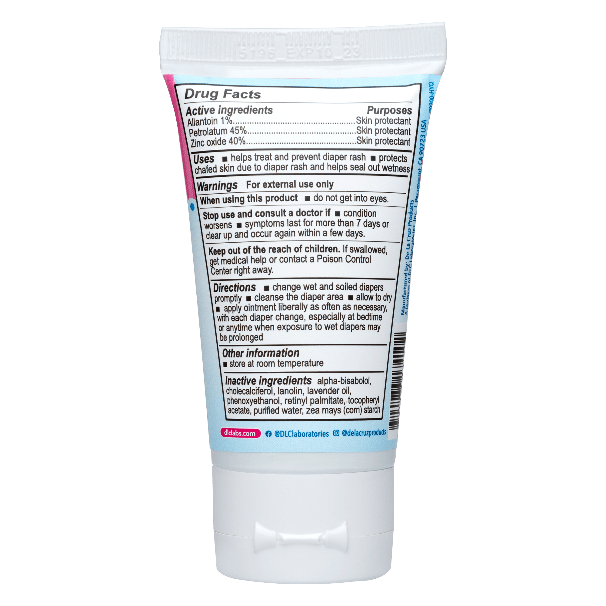 Pomada para la dermatitis del pañal para bebés De La Cruz® con la máxima concentración de 40% de óxido de zinc 3.4 oz. (96 g)