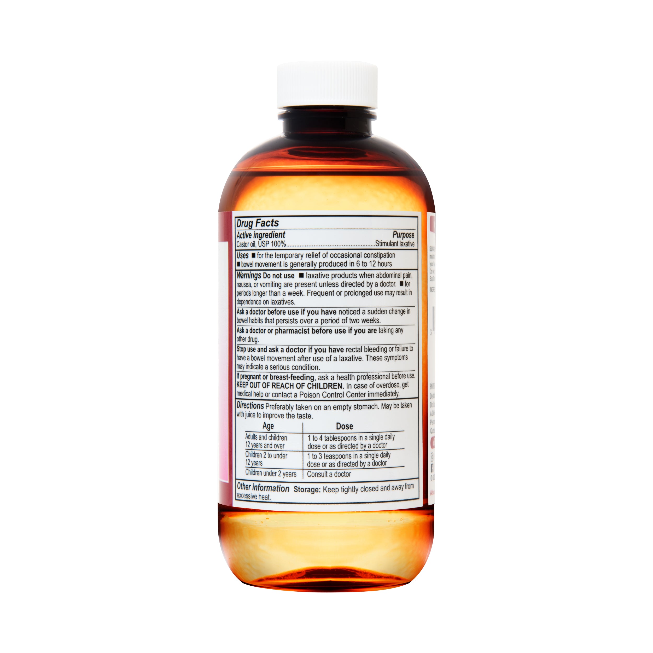 Aceite de ricino 100% puro prensado por expulsor De La Cruz®, grado USP 8 FL. OZ. (236 mL)