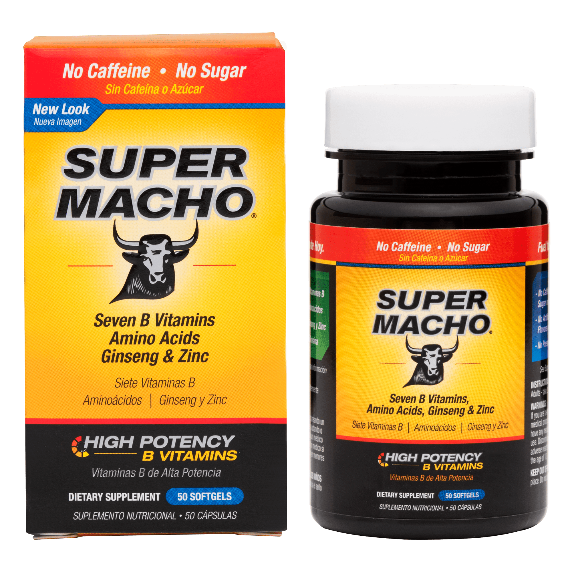 Super Macho® Dietary Supplement with High Potency B Vitamins, 50 Softgels
