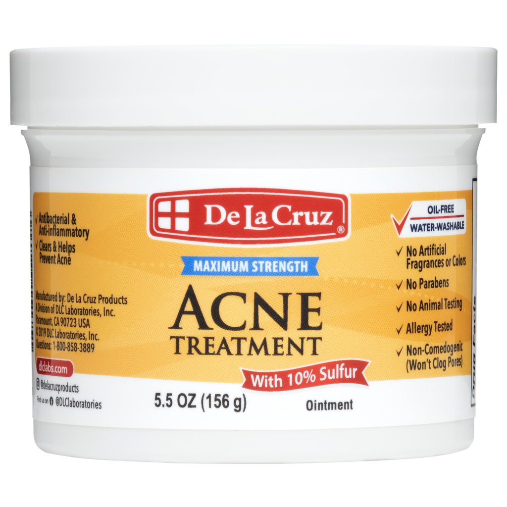 Tratamiento para el acné De La Cruz® de máxima potencia con 10% de azufre 5.5 OZ. (156 g)