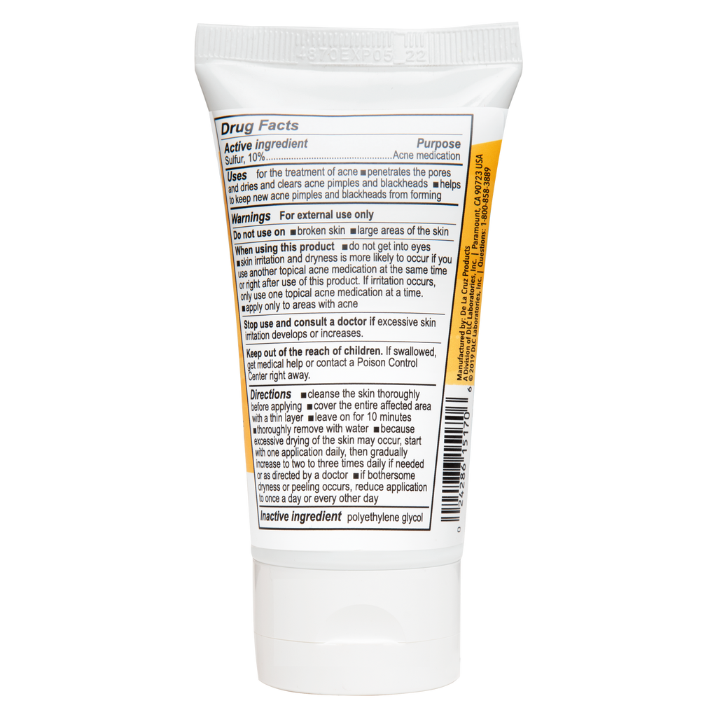 De La Cruz® Tratamiento para el acné de máxima potencia con 10 % de azufre 2.6 OZ. (74 g)