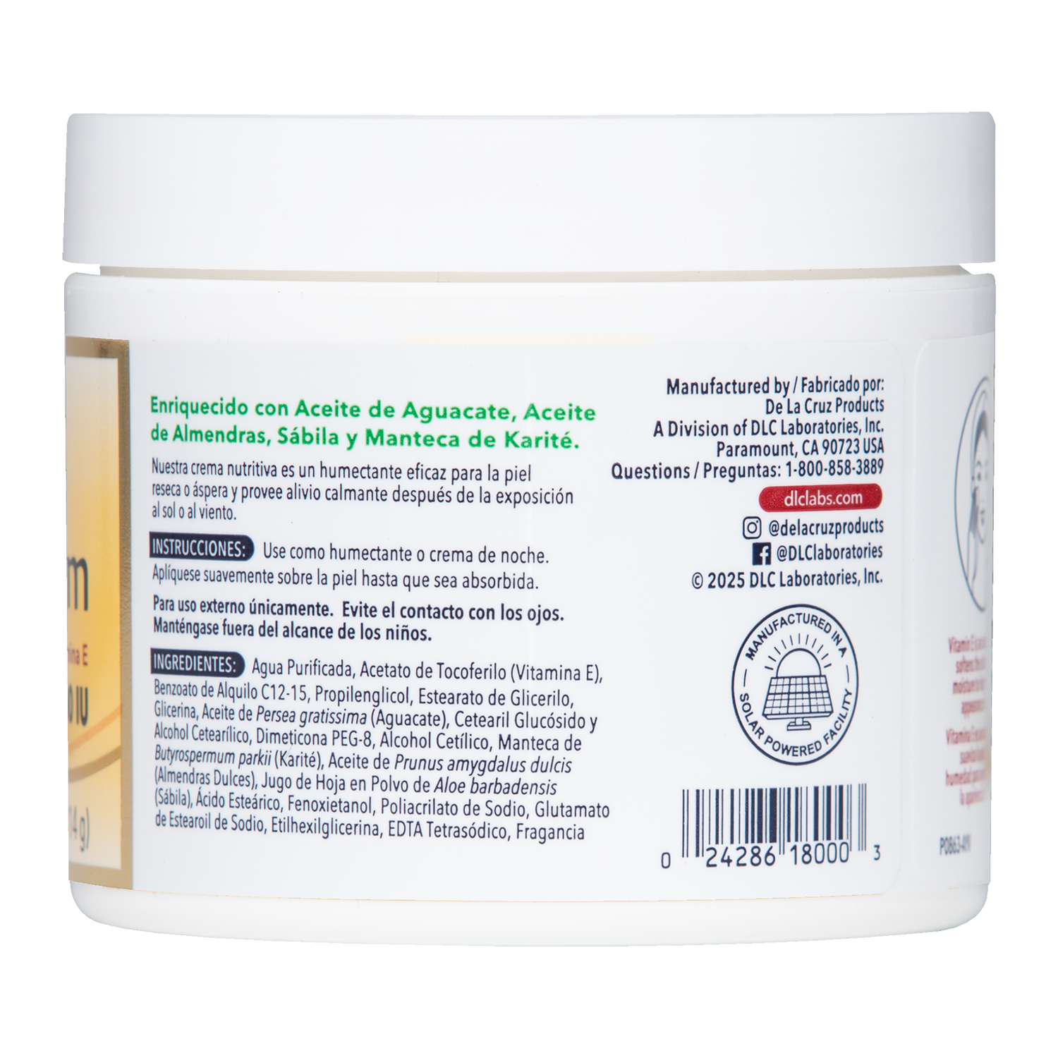 De La Cruz® Crema de Vitamina E 4 OZ. (114 g)