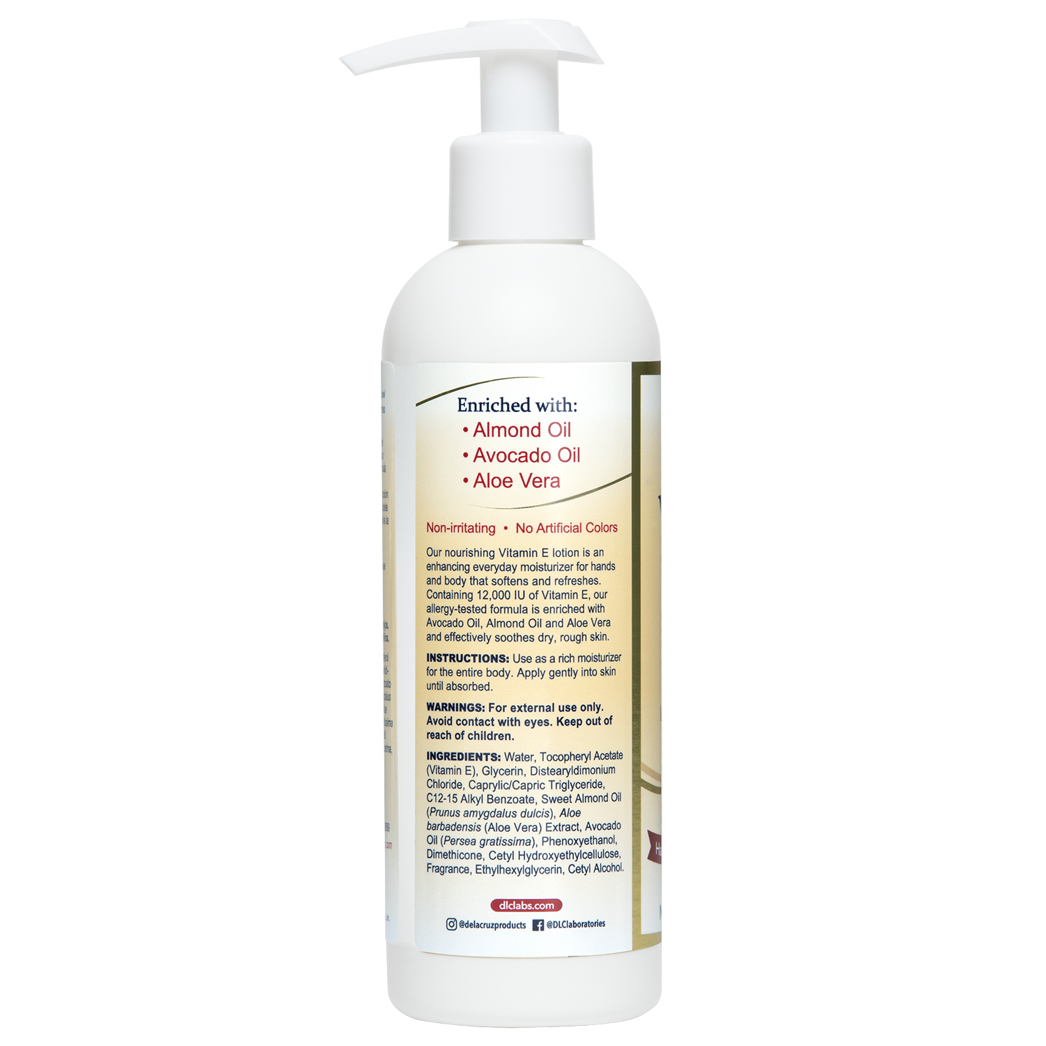 De La Cruz® Loción de Vitamina E de 12,000 UI 8 fl. oz (236 mL)