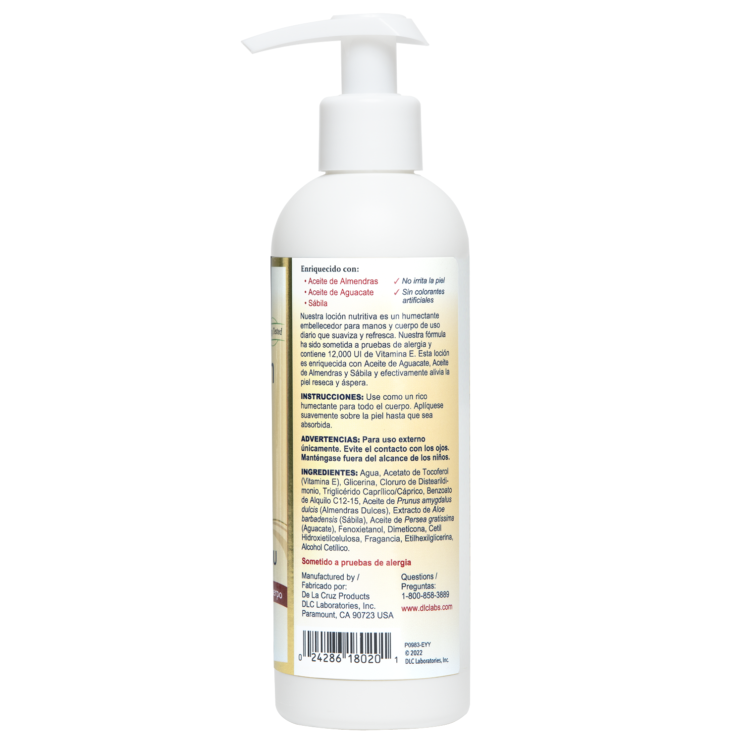 De La Cruz® Loción de Vitamina E de 12,000 UI 8 fl. oz (236 mL)