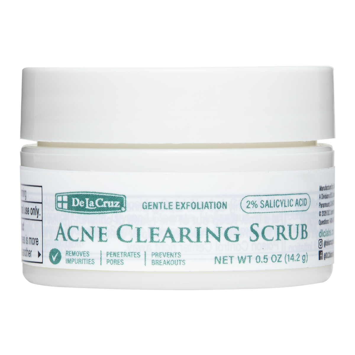 De La Cruz® Acne Clearing Scrub with 2% Salicylic Acid Trial 0.5 OZ. (14.2 g)