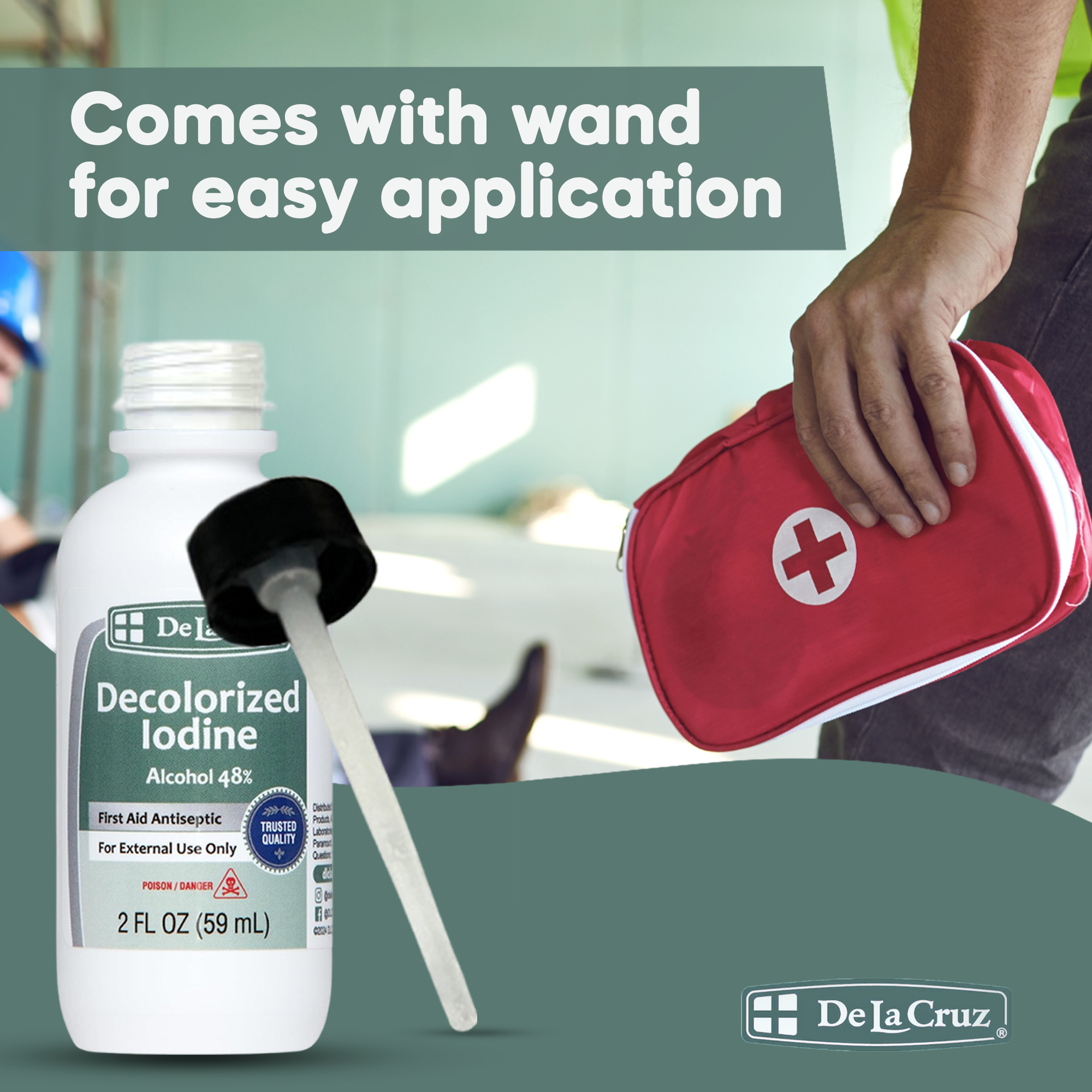 De La Cruz®  Decolorized Iodine First Aid Antiseptic  2 FL. OZ. (60mL) - EXP. 09/2026