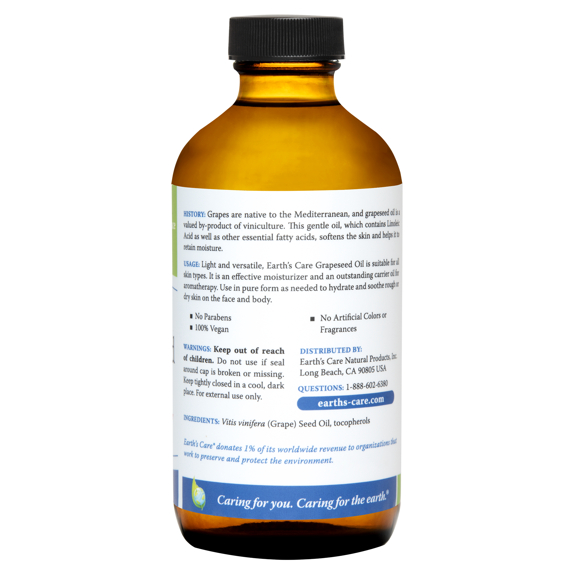 Aceite de semilla de uva prensado por expulsor Earth's Care® 8 FL OZ (236 ml)