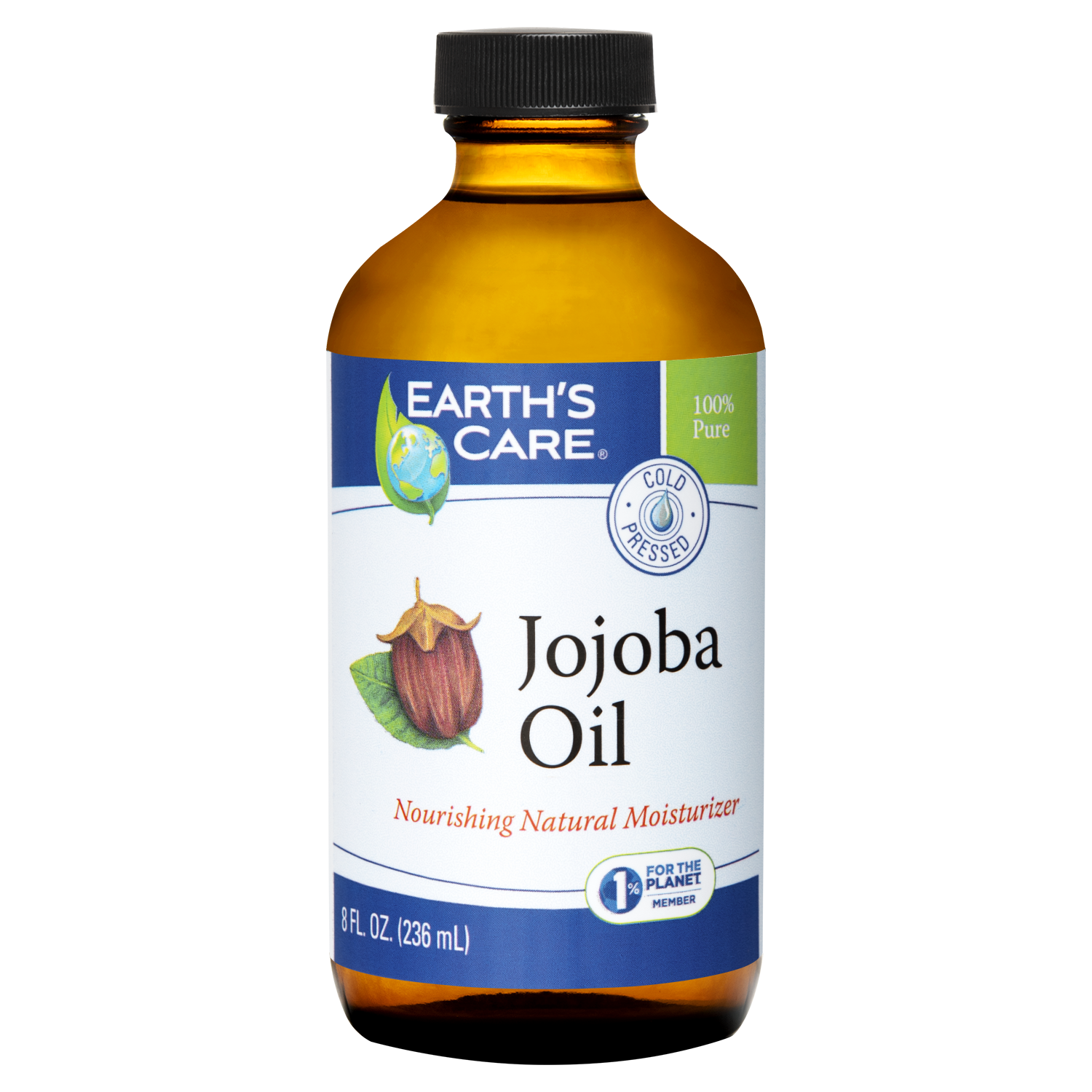 Earth's Care® Aceite de jojoba 100% puro sin refinar prensado en frío 8 FL OZ (236 mL)