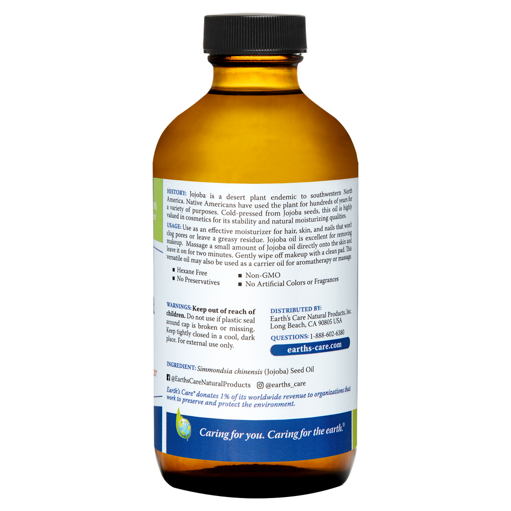 Earth's Care® Aceite de jojoba 100% puro sin refinar prensado en frío 8 FL OZ (236 mL)