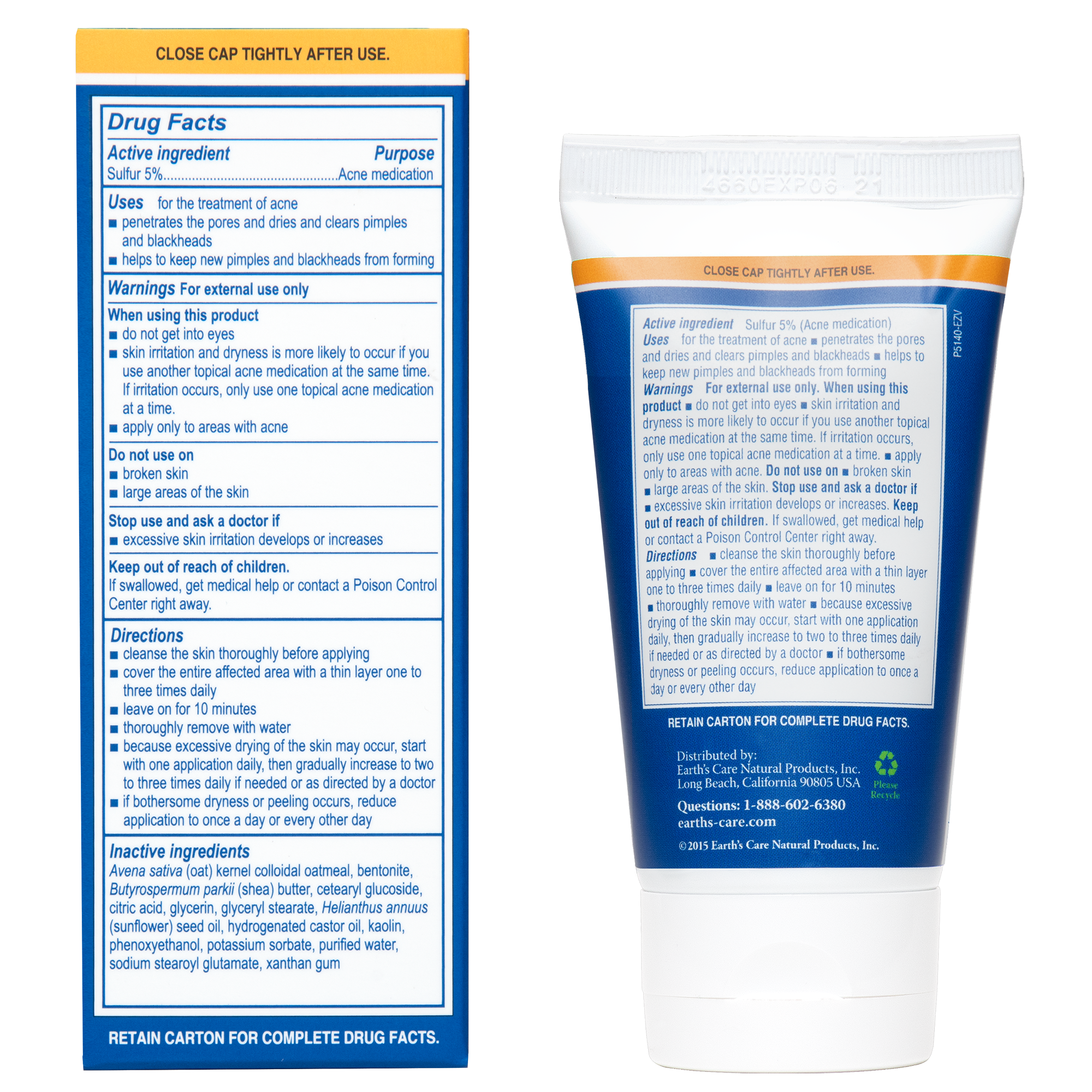 Earth's Care® Mascarilla para el acné 5% Azufre 2.5 OZ (71 g)