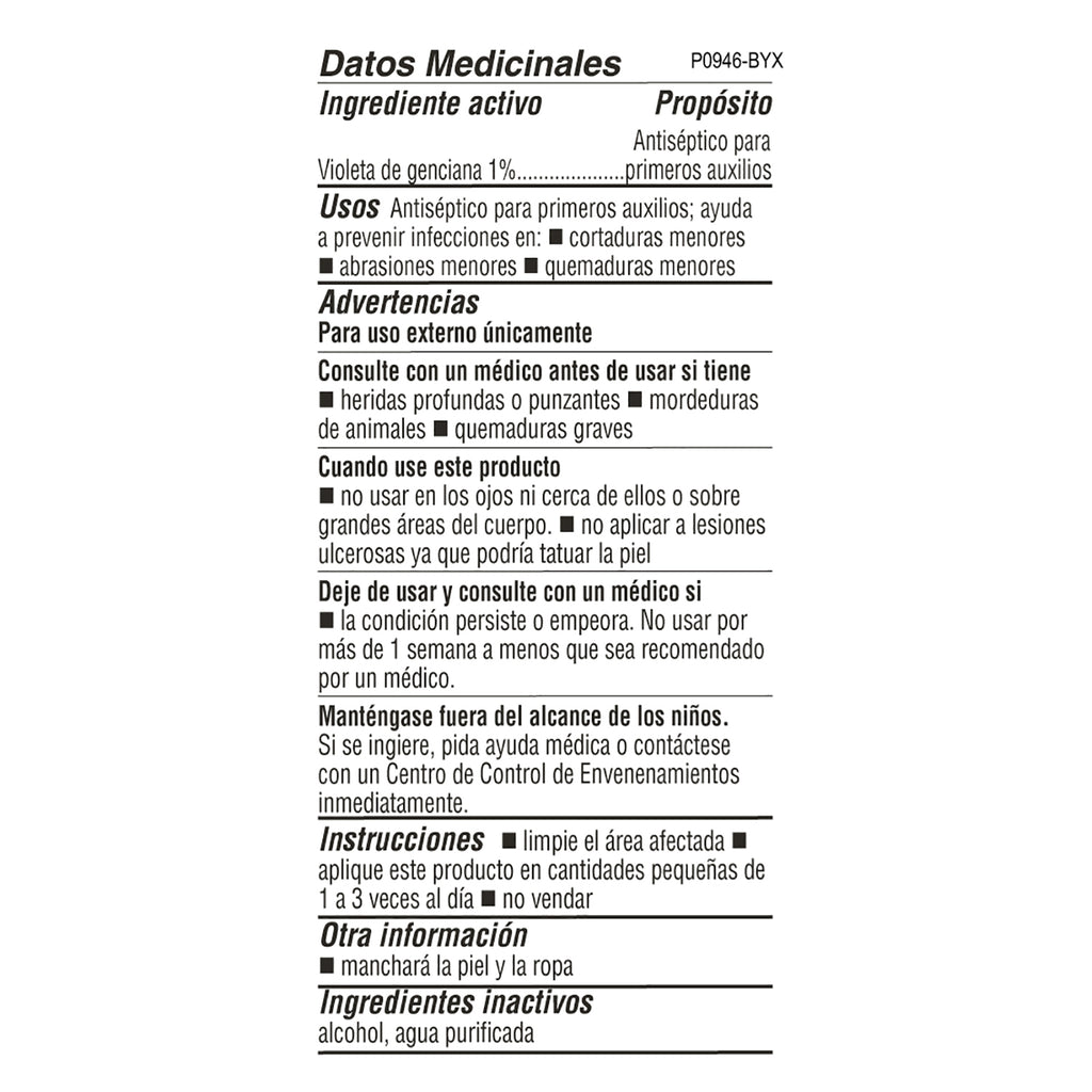 De La Cruz® Antiséptico para Primeros Auxilios Violeta de Genciana al 1% 1 FL. OZ. (30 mL)