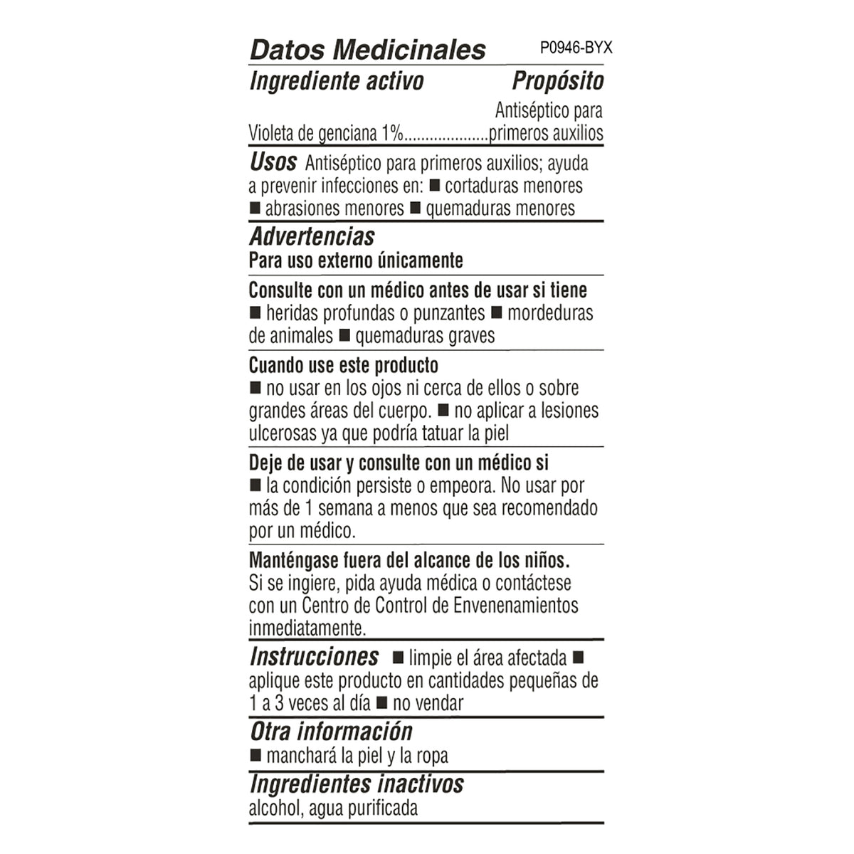 De La Cruz® Antiséptico para Primeros Auxilios Violeta de Genciana al 1% 1 FL. OZ. (30 mL)