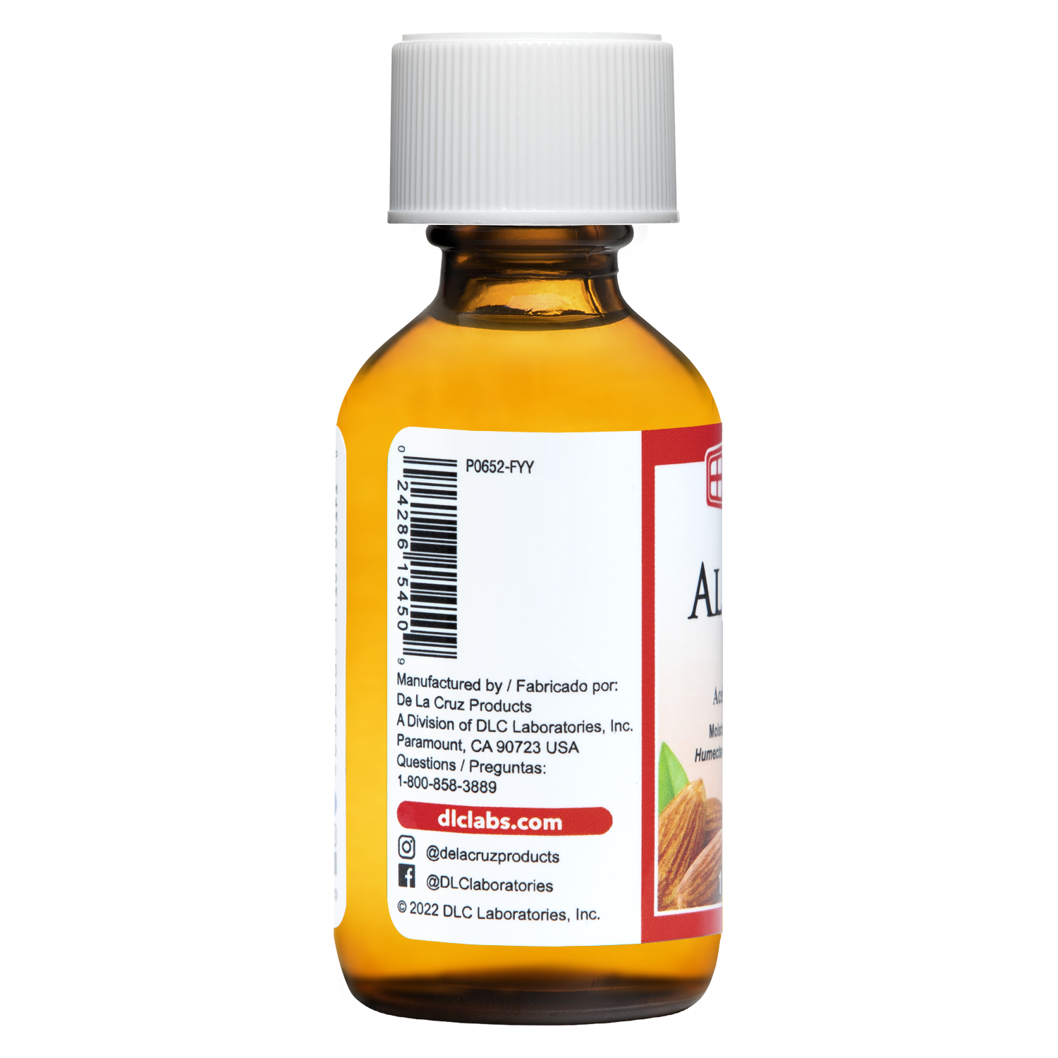 Aceite de Almendras Dulces Prensado por Expulsor De La Cruz® 1 FL. OZ. (30mL)