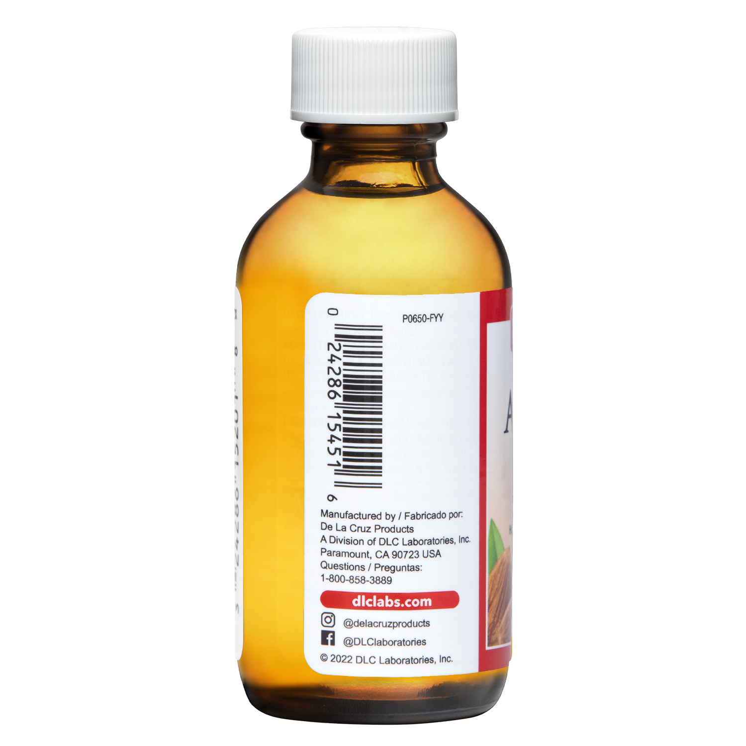 De La Cruz® Aceite de Almendras Dulces Prensado por Expulsión 2 FL. OZ. (59 mL)