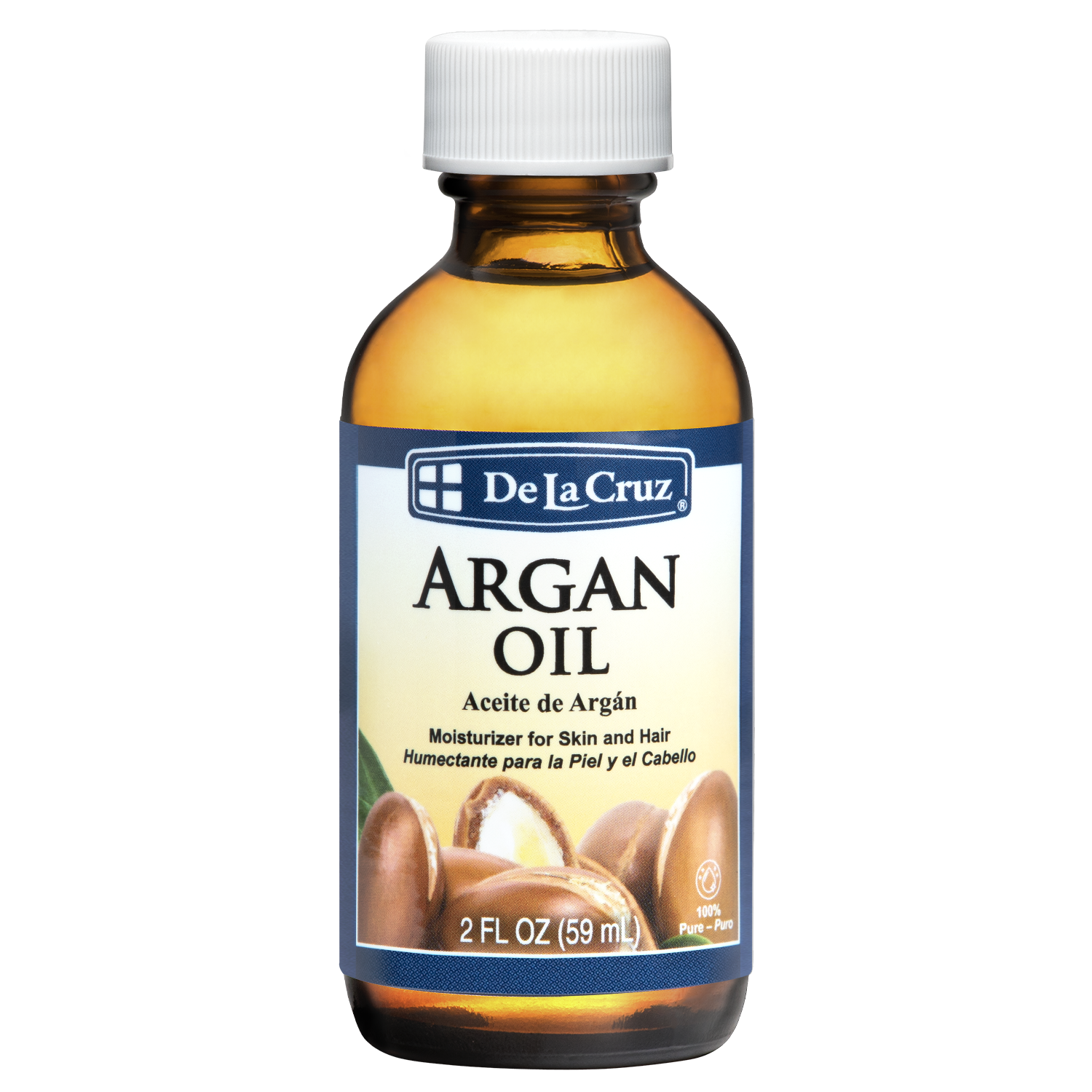 De La Cruz® 100% Pure Unrefined Cold-Pressed Virgin Moroccan Argan Oil 2 FL. OZ. (59 mL)