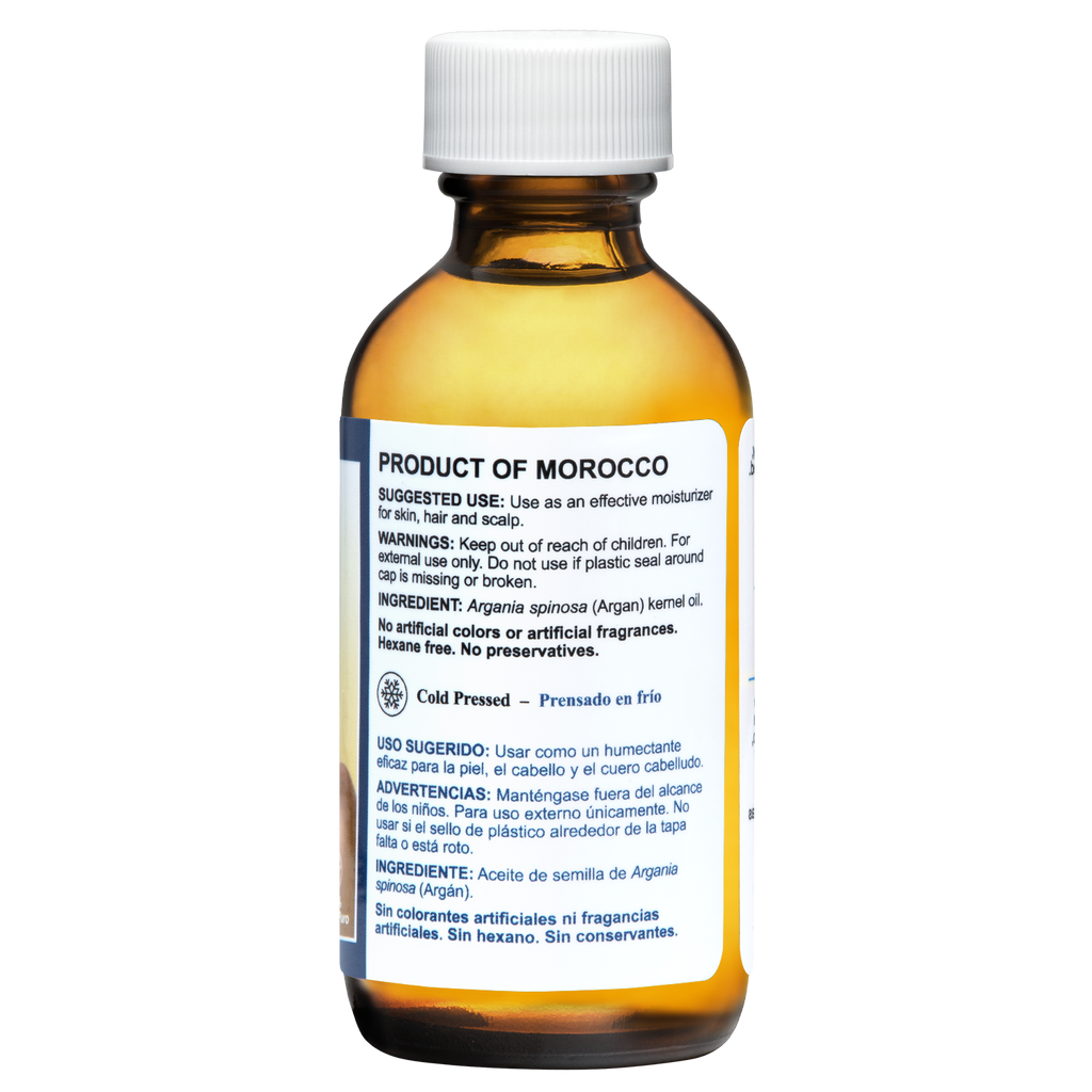 Aceite de Argán Virgen Marroquí 100% Puro Sin Refinar Prensado en Frío De La Cruz® 2 FL. OZ. (59 mL)