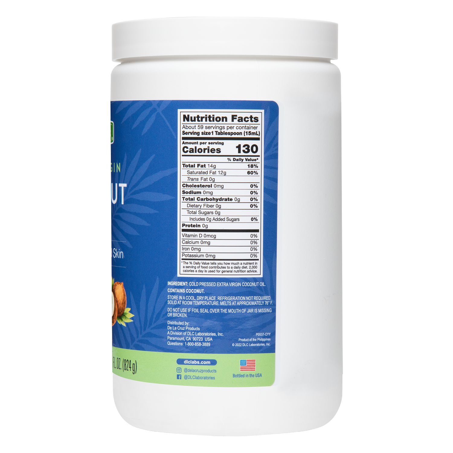 Aceite de Coco Extra Virgen De La Cruz® 30 FL. OZ. (824 g)
