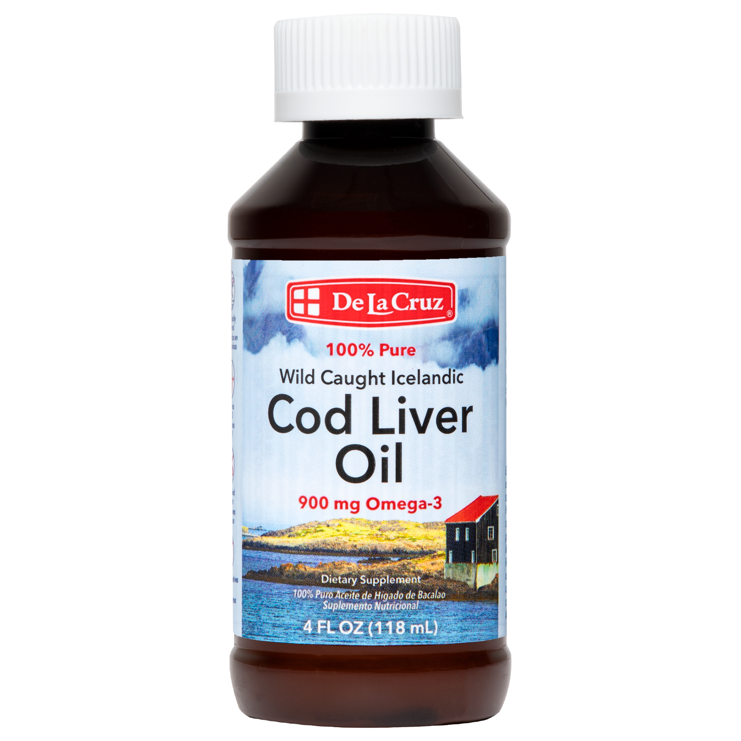 De La Cruz® Aceite de Hígado de Bacalao de Islandia Puro, Silvestre 4 FL OZ (118 mL)