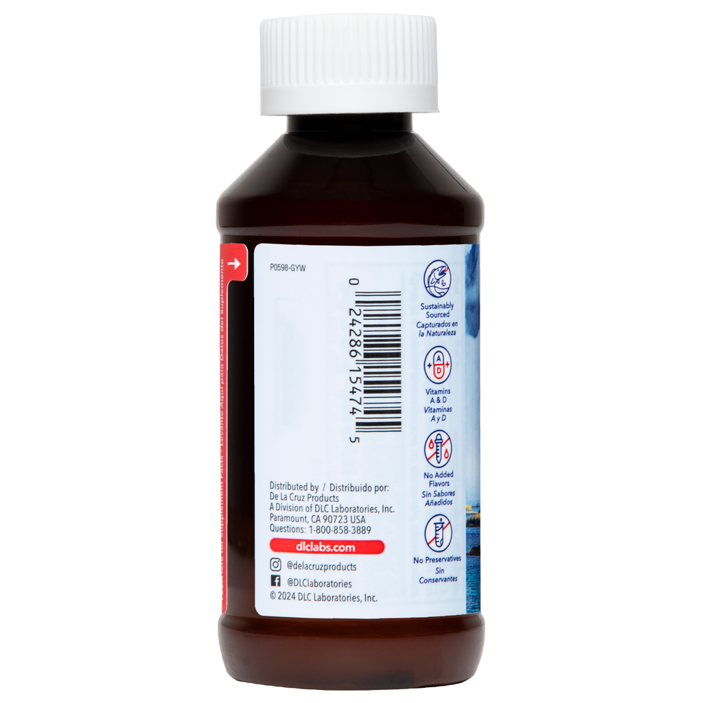De La Cruz® Aceite de Hígado de Bacalao de Islandia Puro, Silvestre 4 FL OZ (118 mL)