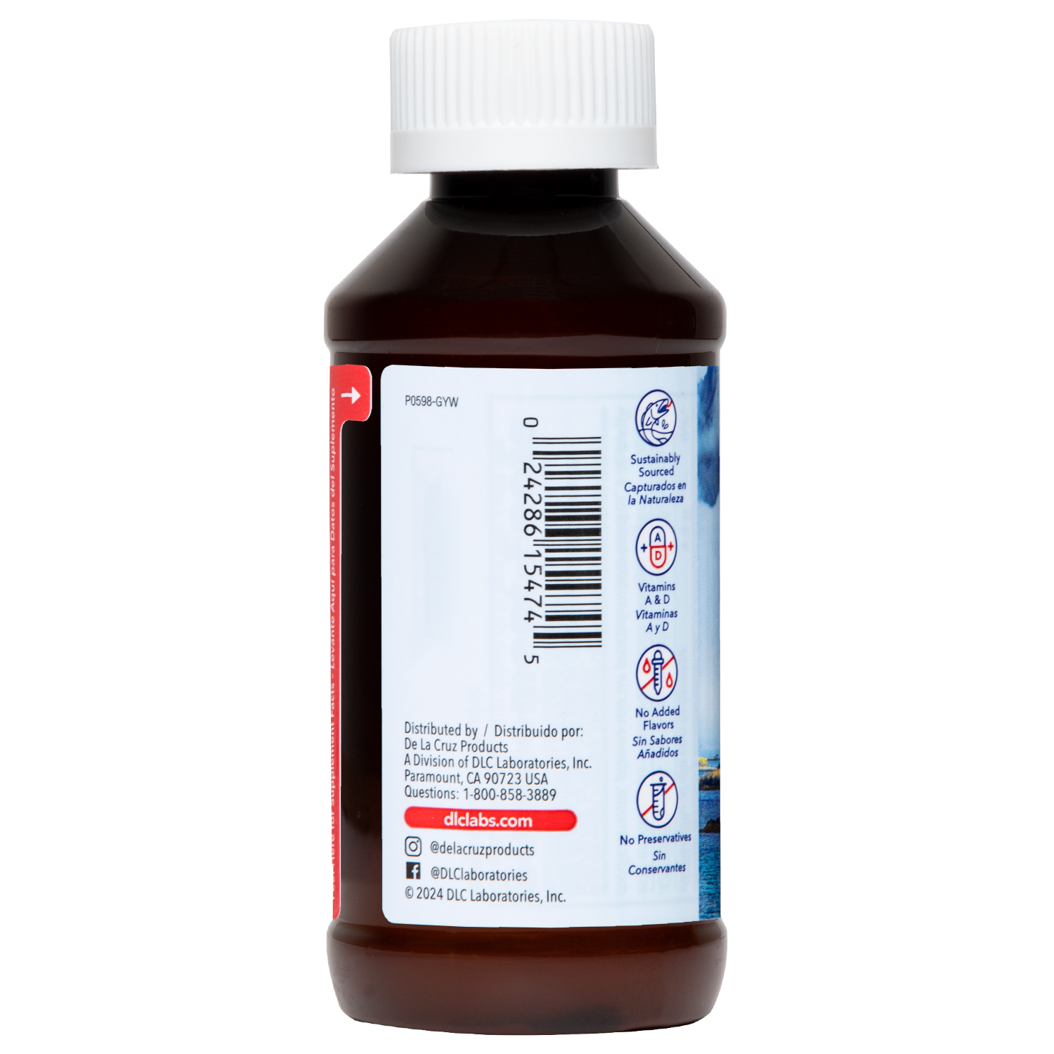 De La Cruz® Aceite de Hígado de Bacalao de Islandia Puro, Silvestre 4 FL OZ (118 mL)