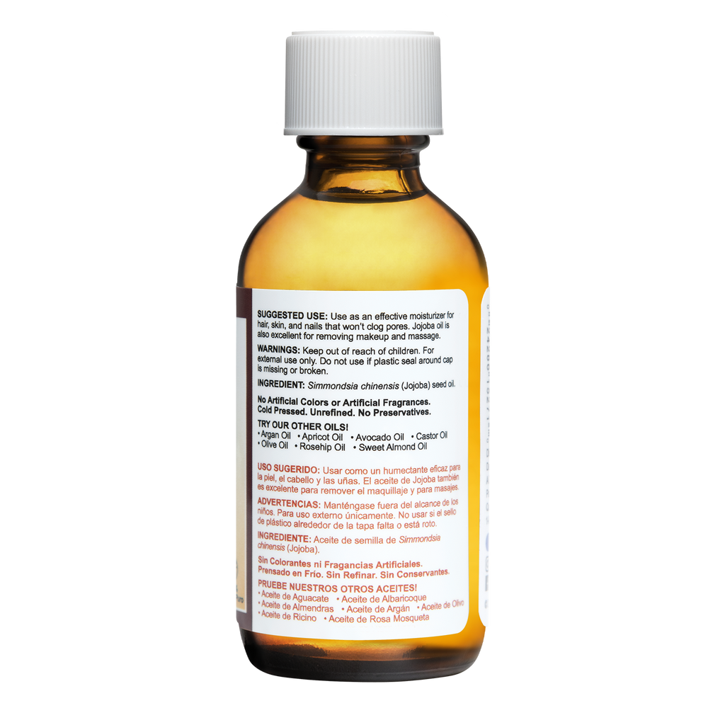 De La Cruz® Aceite de Jojoba Dorado 100% Puro, sin Refinar y Prensado en Frío 2 FL. OZ. (59 mL)