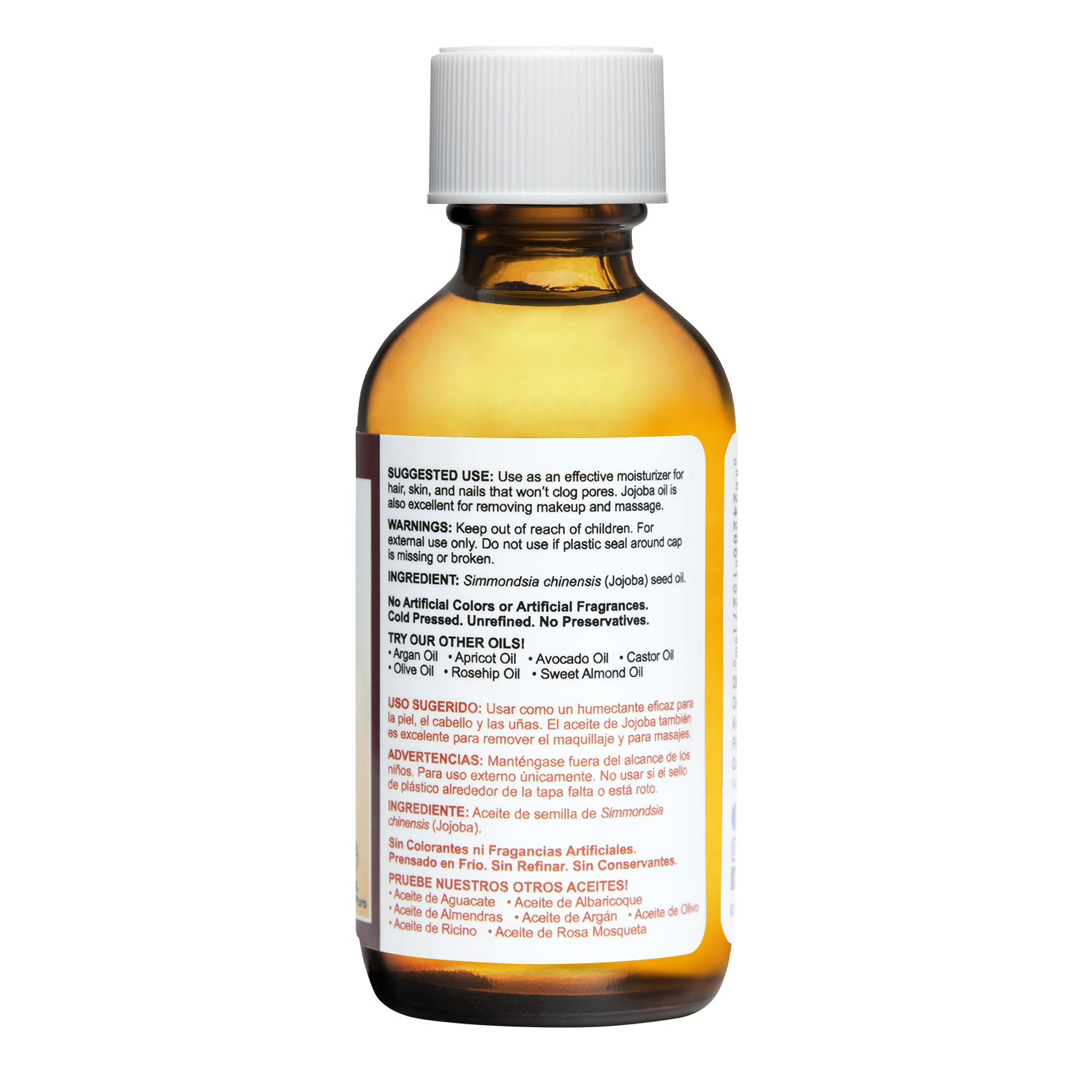 De La Cruz® Aceite de Jojoba Dorado 100% Puro, sin Refinar y Prensado en Frío 2 FL. OZ. (59 mL)