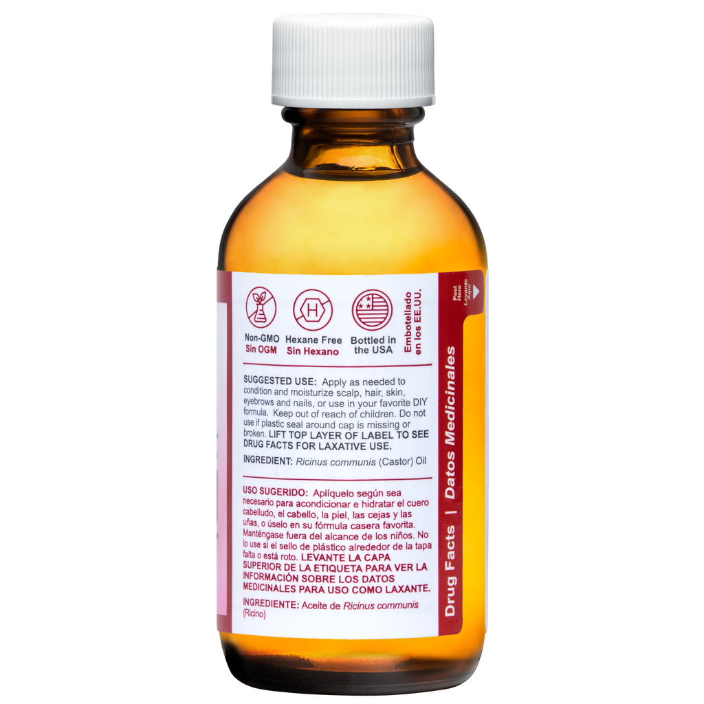 De La Cruz® Aceite de ricino 100% puro prensado por expulsor, grado USP 2 FL. OZ. (59 ml)