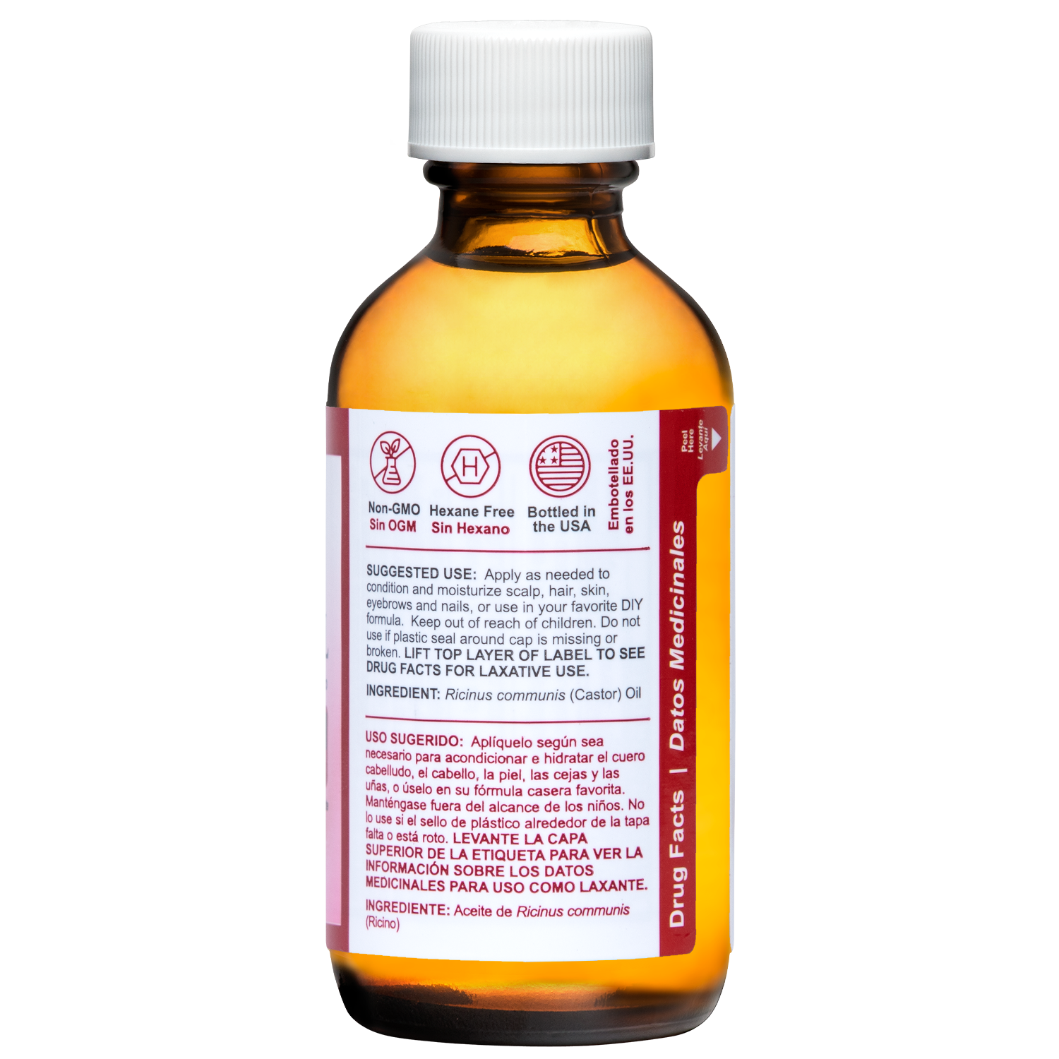 De La Cruz® Aceite de ricino 100% puro prensado por expulsor, grado USP 2 FL. OZ. (59 ml)