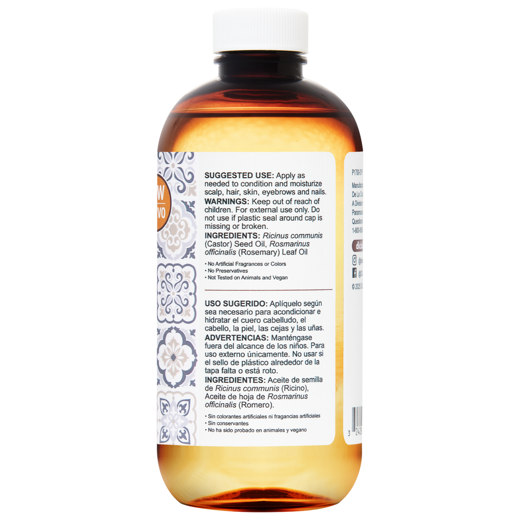 Aceite para Cabello y Piel De La Cruz® de Ricino con Romero 8 FL. OZ. (236 mL)