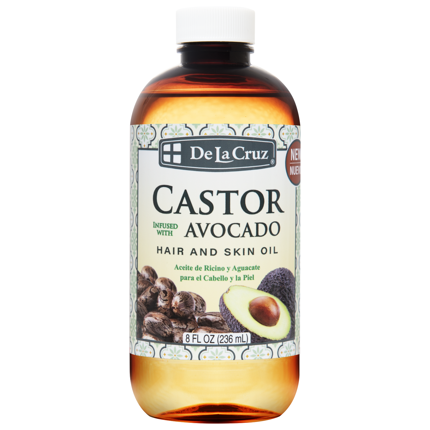 De La Cruz® Castor Infused with Avocado Hair and Skin Oil 8 FL. OZ. (236 mL)