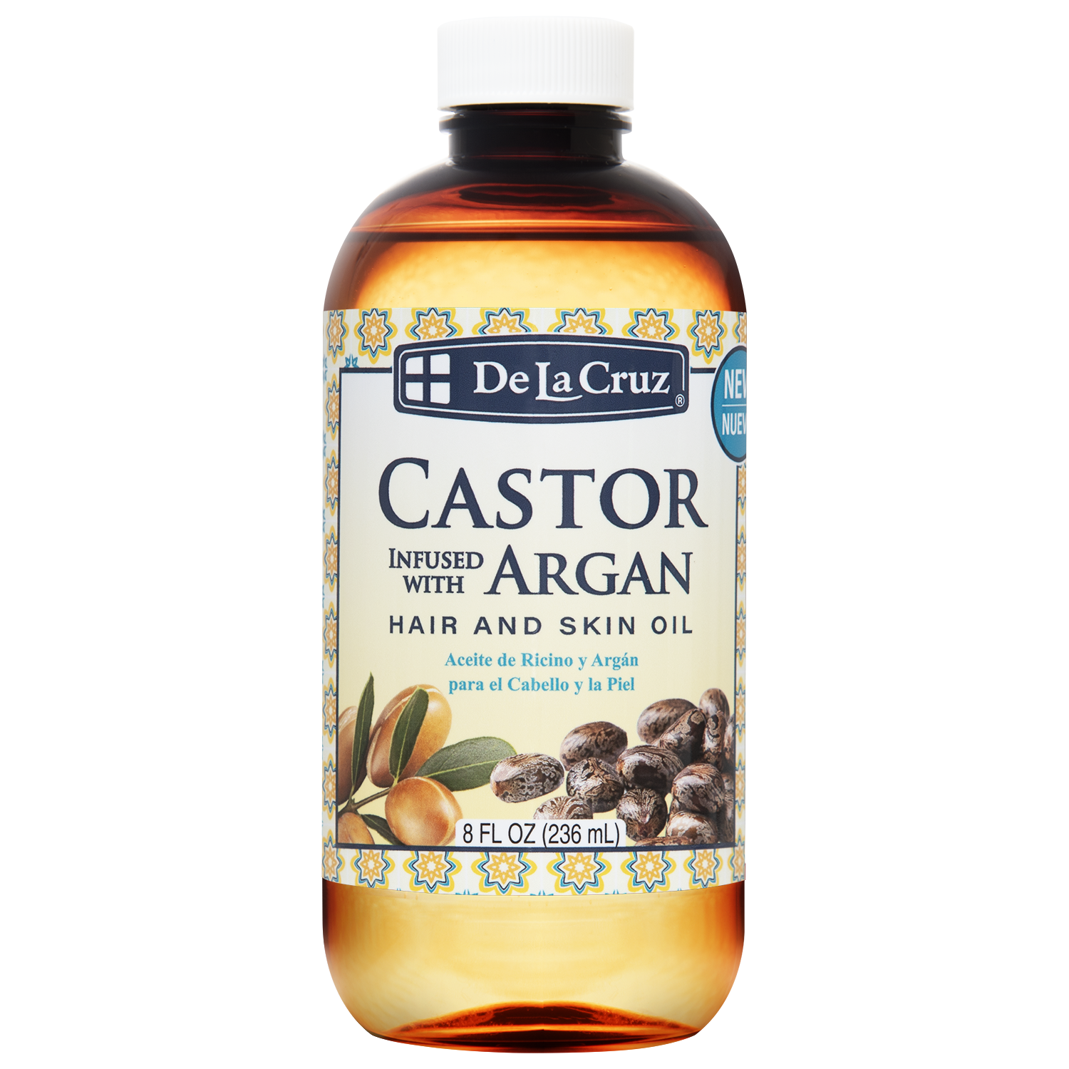 De La Cruz® Castor Infused with Argan Hair and Skin Oil 8 FL. OZ. (236 mL)