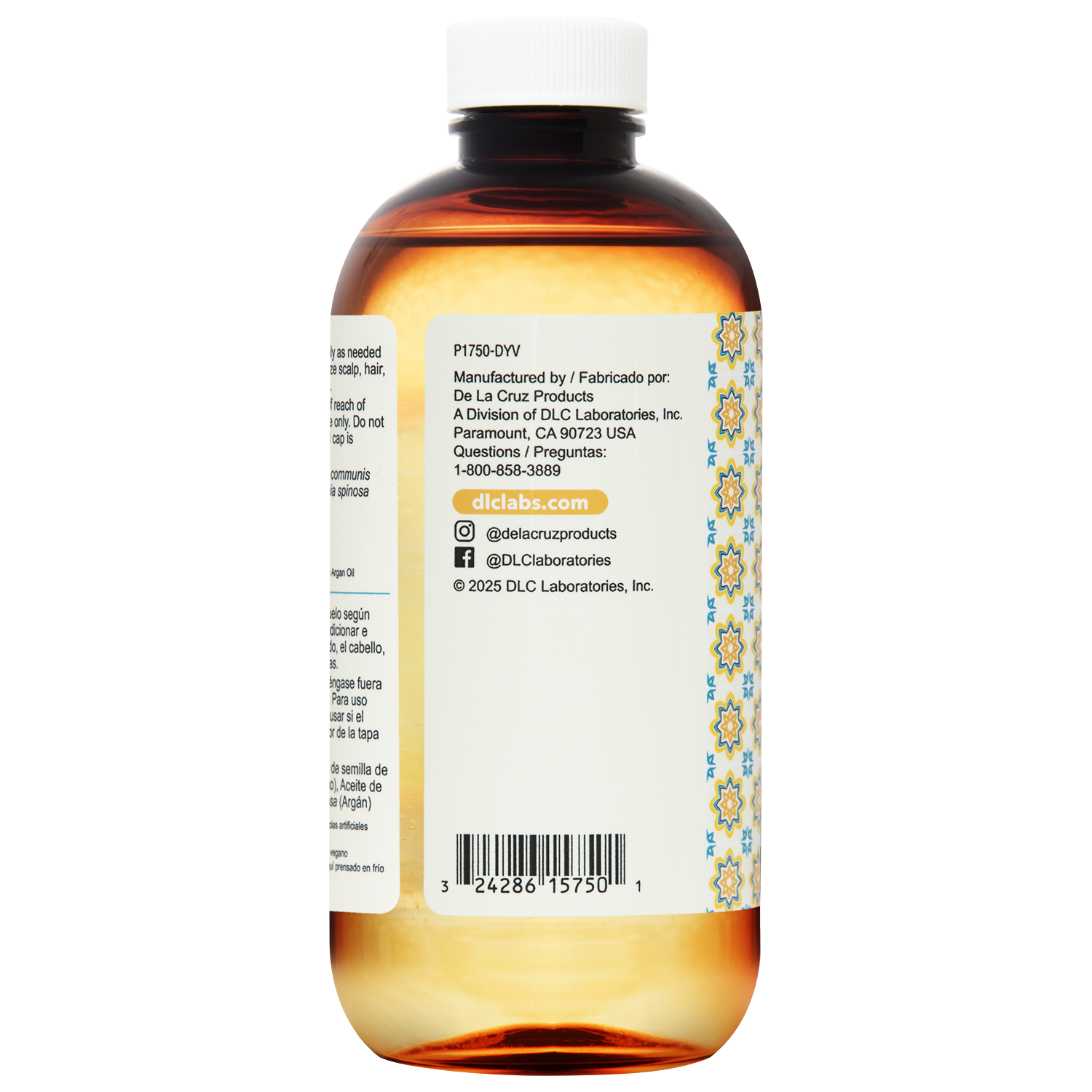 Aceite para cabello y piel De La Cruz® de ricino con argán 8 FL. OZ. (236 mL)