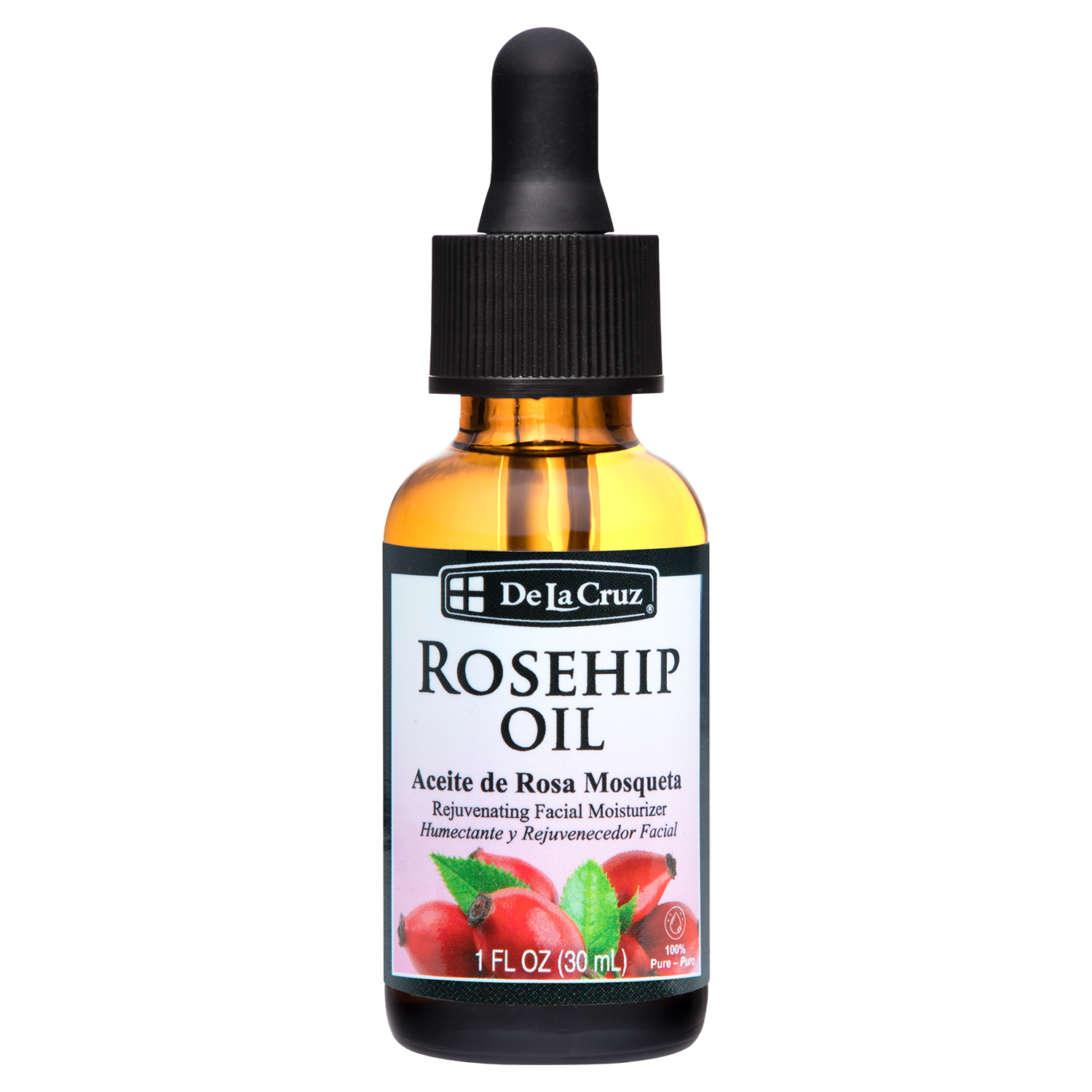 De La Cruz® 100% Pure Unrefined Cold-Pressed Chilean Rosehip Oil 1 FL. OZ. (30 mL)