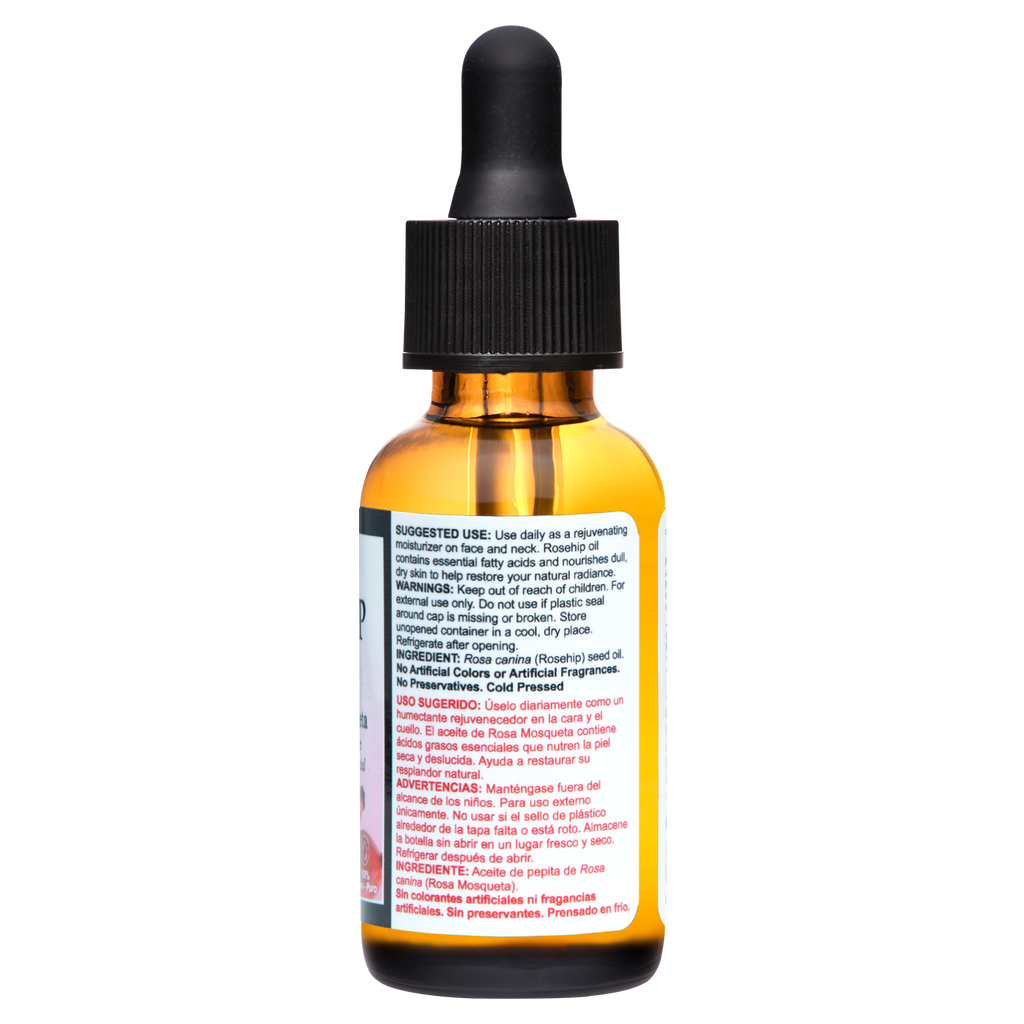 De La Cruz® Aceite de Rosa Mosqueta Chilena 100% Puro Sin Refinar Prensado en Frío 1 FL. OZ. (30 mL)