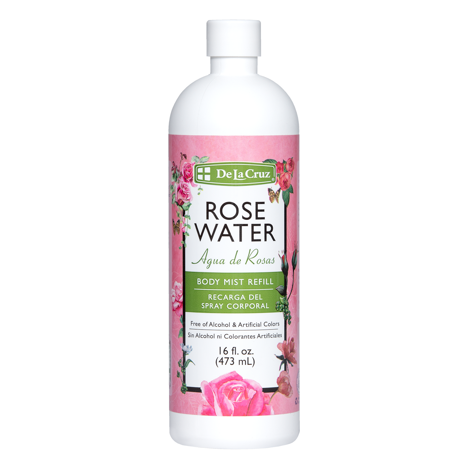 De La Cruz® Bruma corporal de agua de rosas, repuesto de 16 FL. OZ. (473 mL)
