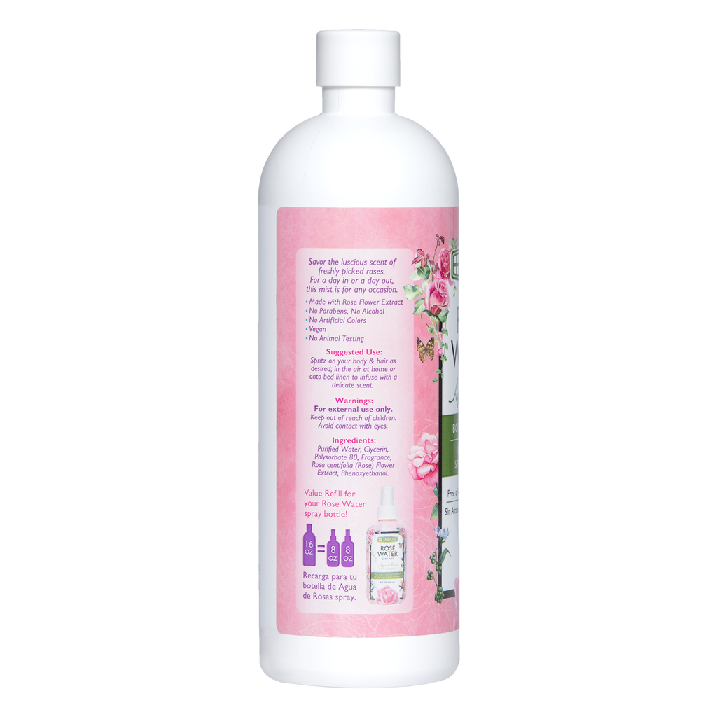 De La Cruz® Bruma corporal de agua de rosas, repuesto de 16 FL. OZ. (473 mL)